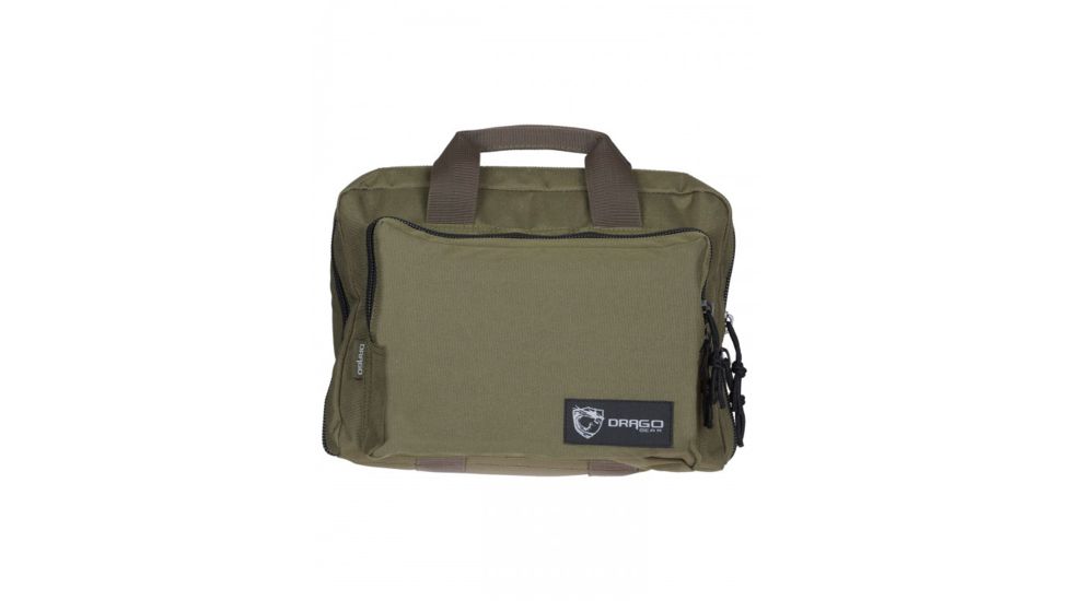 Drago Gear Double Pistol Case, 600D Polyester, 12.5x9.5x4.5in, Green, 12315GR