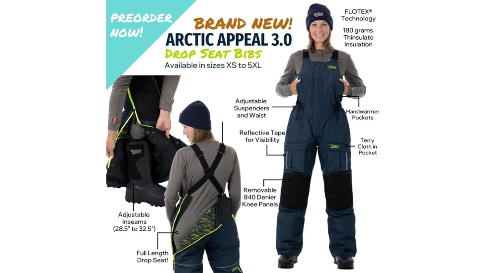 DSG Outerwear Arctic Appeal 3.0 Ice Drop Seat Bib - Womens, Deep Waters, 3XL, 52759