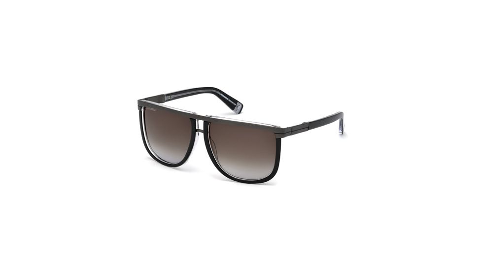 DSquared DQ0161 Sunglasses - Black/Crystal Frame Color, Gradient Smoke Lens Color