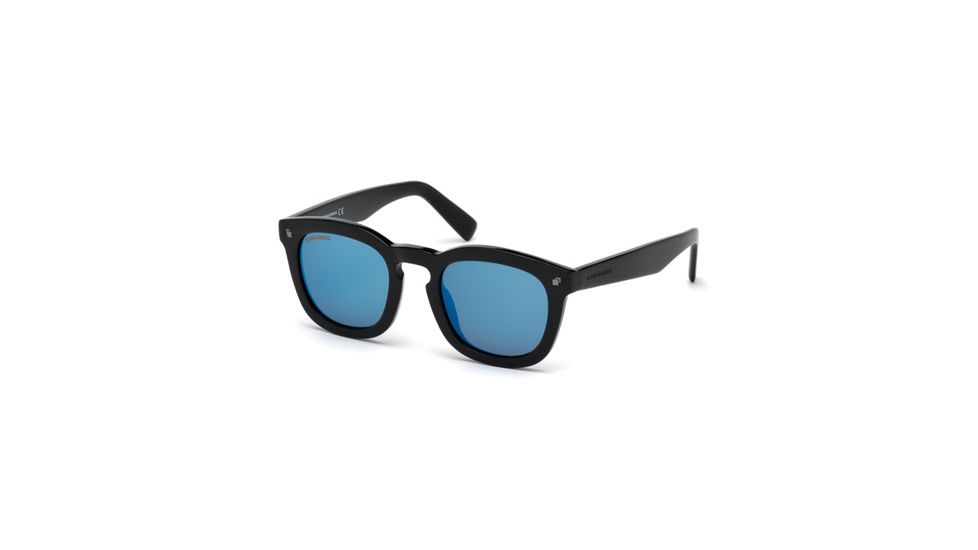 DSquared DQ0198 Sunglasses - Shiny Black Frame Color, Blue Mirror Lens Color