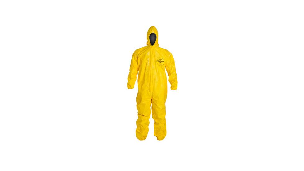 DuPont Tychem QC Yellow MD Coveralls with Standard Fit Hood and Elastic Wrists w/ Ankles, Case of 4