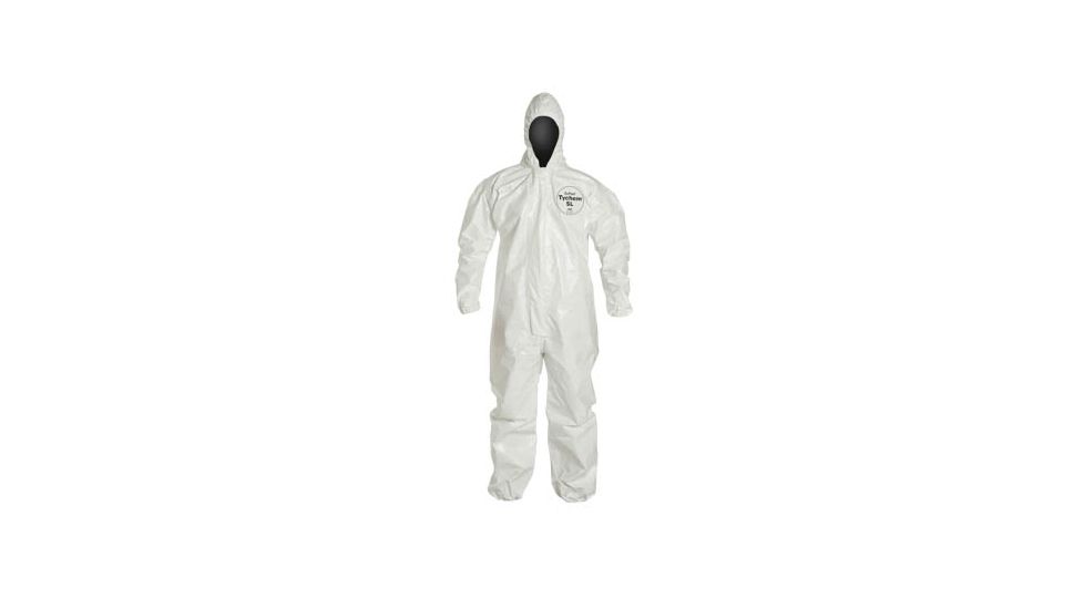 DuPont Tychem SL White MD Coveralls with Standard Fit Hood and Elastic Wrists w/ Ankles, Case of 6