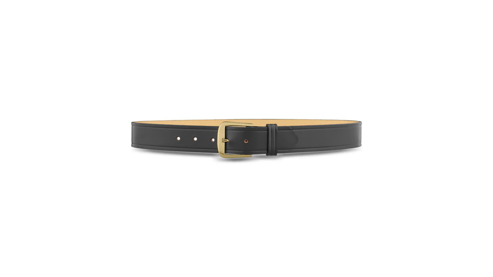 1-1/2" Plain Leather Garrison Belt with Gold Buckle