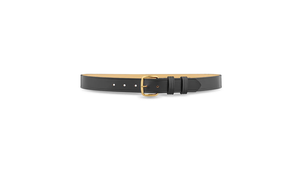 1-1/4" Plain Leather Garrison Belt with Gold Buckle