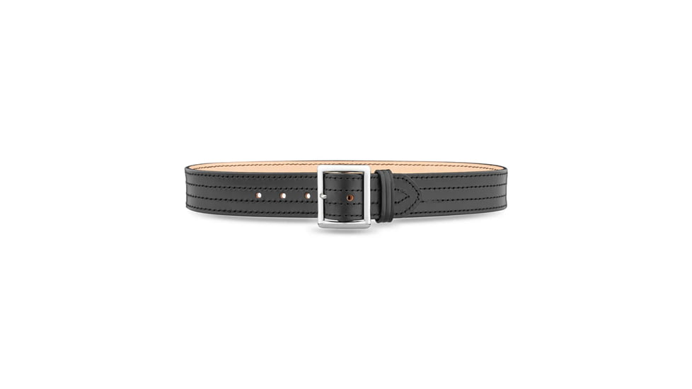 1-3/4" Plain Leather 4 Row Stitch Garrison Belt with Nickel Buckle