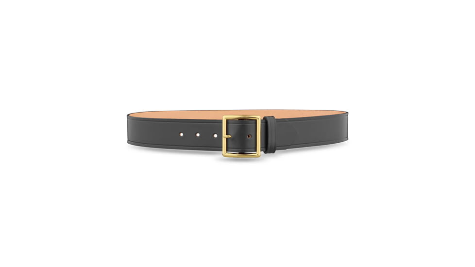 1-3/4" Plain Leather Garrison Belt with Gold Buckle