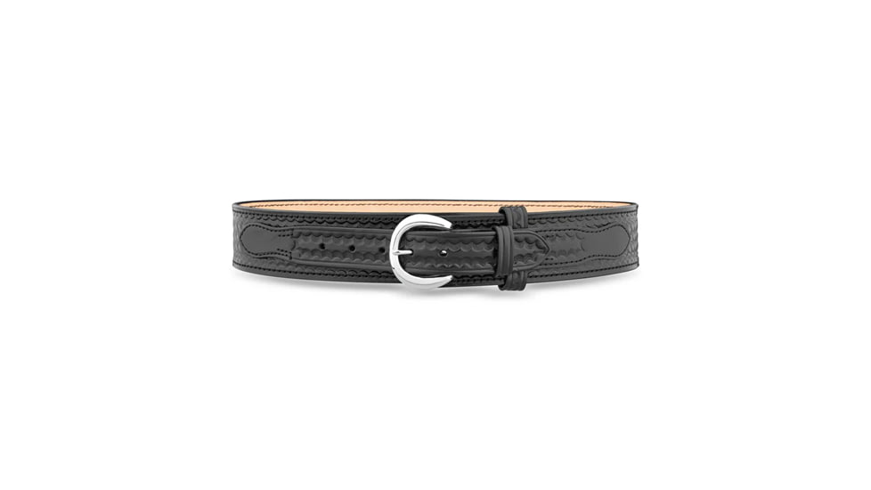 2-1/4" Basketweave Leather River Belt with Nickel Buckle