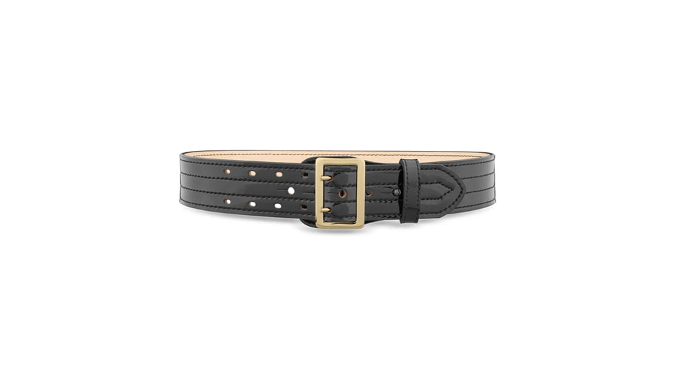 2-1/4" Hi-Gloss Leather Sam Brown 4 Row Stitch Duty Belt with Gold Buckle
