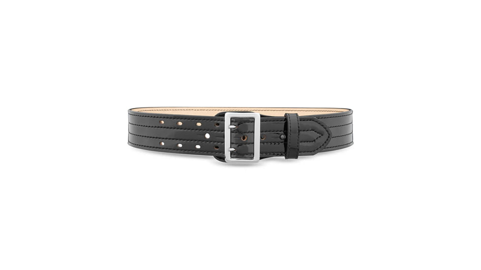 2-1/4" Hi-Gloss Leather Sam Brown 4 Row Stitch Duty Belt with Nickel Buckle