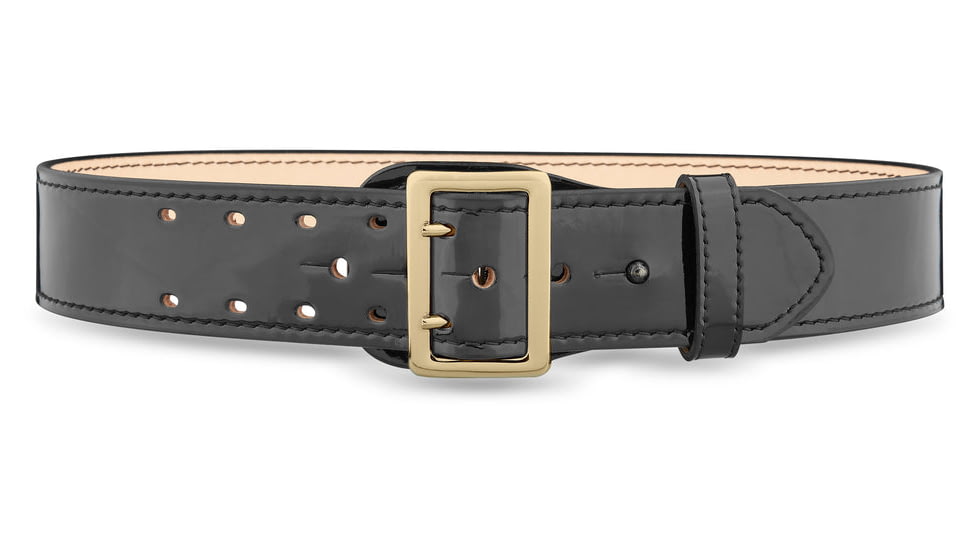 DutyMan 2-1/4inch High-gloss Leather Sam Browne 2-row Stitch Duty Belt With Gold Buckle DTY-1031-36-9002