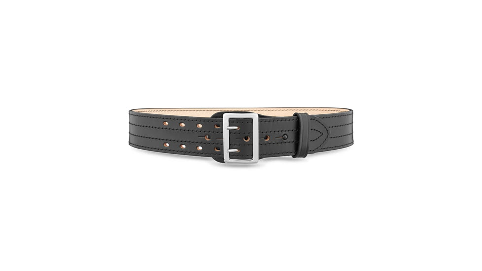 2-1/4" Plain Leather Sam Brown 4 Row Stitch Duty Belt with Nickel Buckle