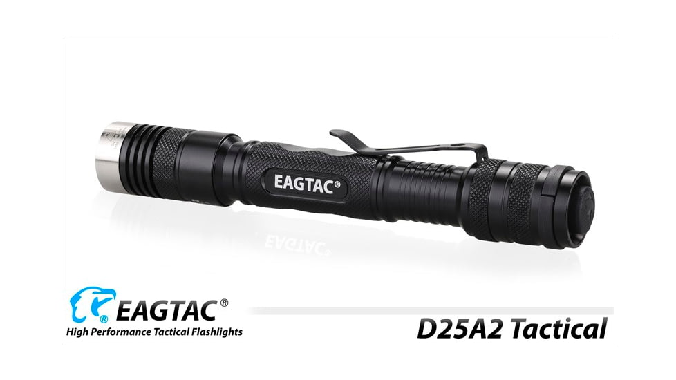 EAGTAC D25A2 Tactical Flashlight, XM-L2 U2 NW LED, 470lm, Black, D25A2-TACTICAL-XML2-NW