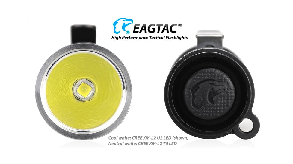 EAGTAC D25A2 Tactical Flashlight, XM-L2 U2 NW LED, 470lm, Black, D25A2-TACTICAL-XML2-NW