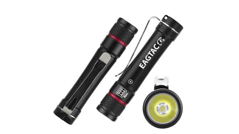 EAGTAC D25AAA RED/BLUE/GRAY/GOLDED Flashlight, Nichia 219B LED, 115lm, Black, D25AAA-219B-NW