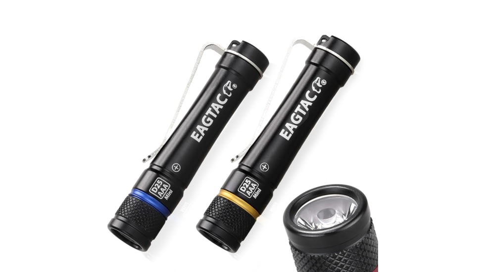 EAGTAC D25AAA RED/BLUE/GRAY/GOLDED Flashlight, Nichia 219B LED, 115lm, Black, D25AAA-219B-NW
