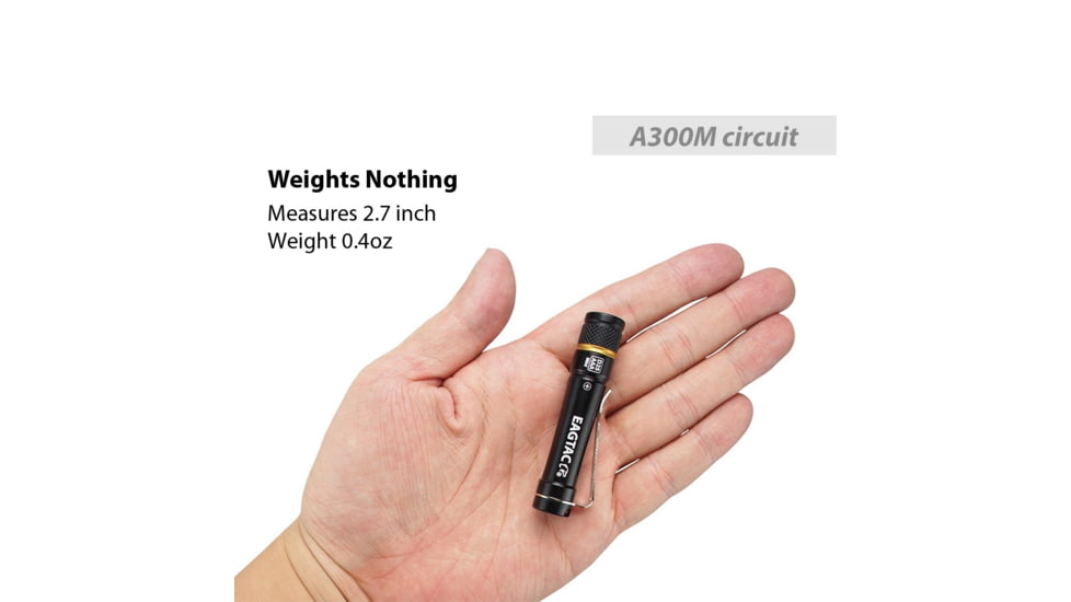 EAGTAC D25AAA RED/BLUE/GRAY/GOLDED Flashlight, Nichia 219B LED, 115lm, Black, D25AAA-219B-NW