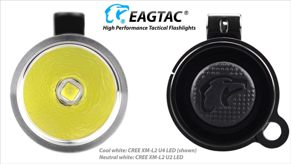 EAGTAC D25LC2 Tactica XML2 U4 LED Flashlight, Medium, Black, 1374 lm, D25LC2-Tactical-XML2-CW