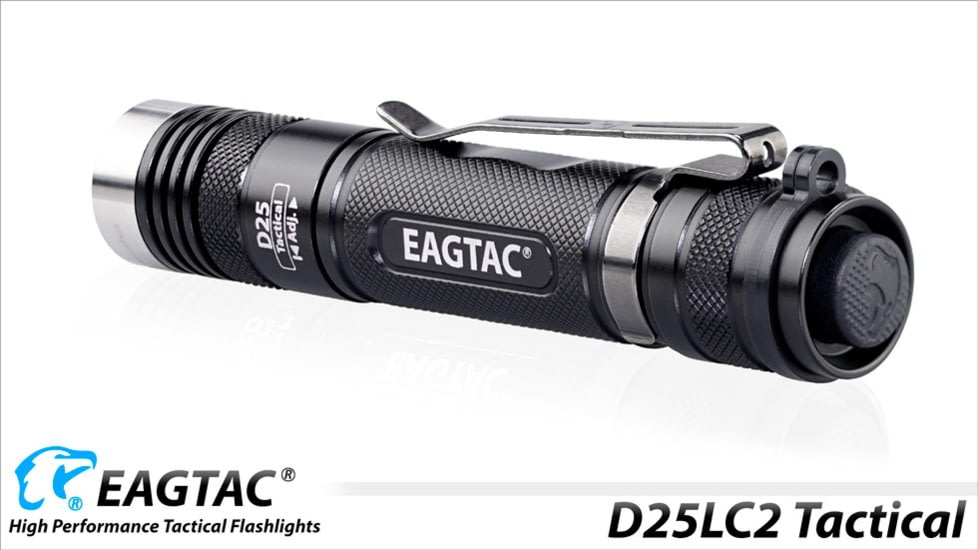 EAGTAC D25LC2 Tactica XML2 U4 LED Flashlight, Medium, Black, 1374 lm, D25LC2-Tactical-XML2-CW