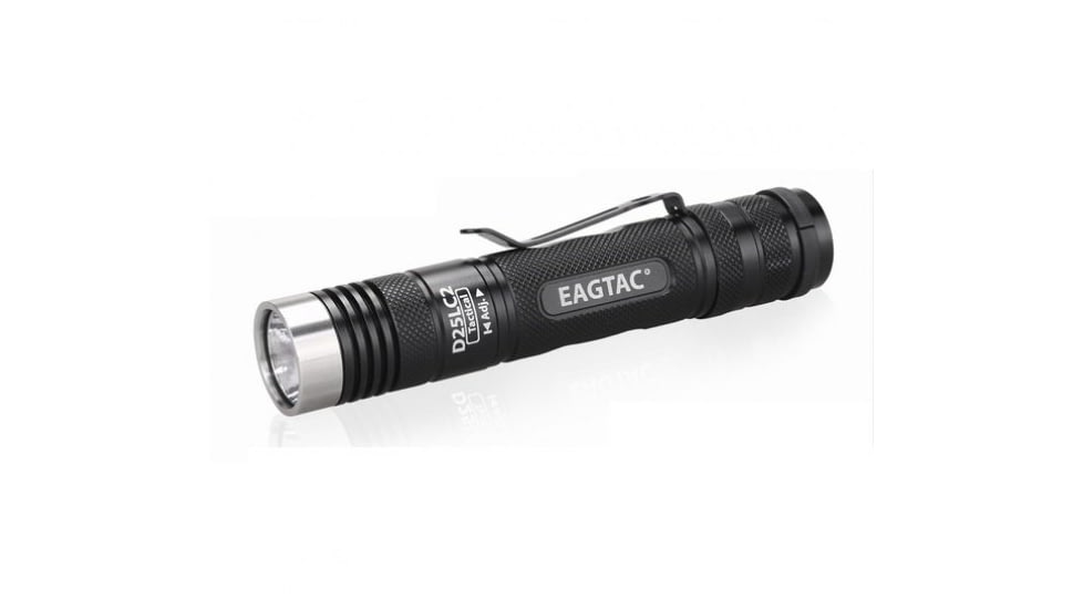 EAGTAC D25LC2 Tactical Flashlight, XM-L2 U2 NW LED, 1200lm, Black, D25LC2-TACTICAL-XML2-NW