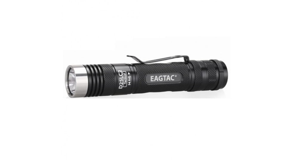 EAGTAC D25LC2 Tactical Flashlight, XM-L2 U2 NW LED, 1200lm, Black, D25LC2-TACTICAL-XML2-NW