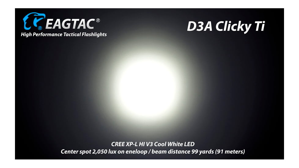EAGTAC D3A RC Titanium Flashlight,Luminus SST20 CRI-95 4000K NW LED, 275lm, Silver, D3A-CLICKY-TI-SST20-NW