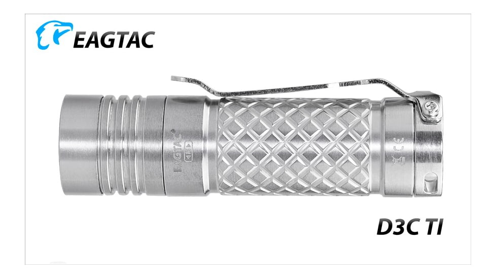 EAGTAC D3C RC Ti Flashlight, Luminus SST20 CRI-95 4000K NW LED, 510lm, Silver, D3C-CLICKY-TI-SST20-NW
