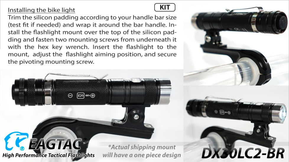 EAGTAC DX30LC2-BR Rechargeable Flashlight Kit, XP-L HI V2 NW LED, 1084lm, Black, DX30LC2BR-XPLHI-KIT-NW