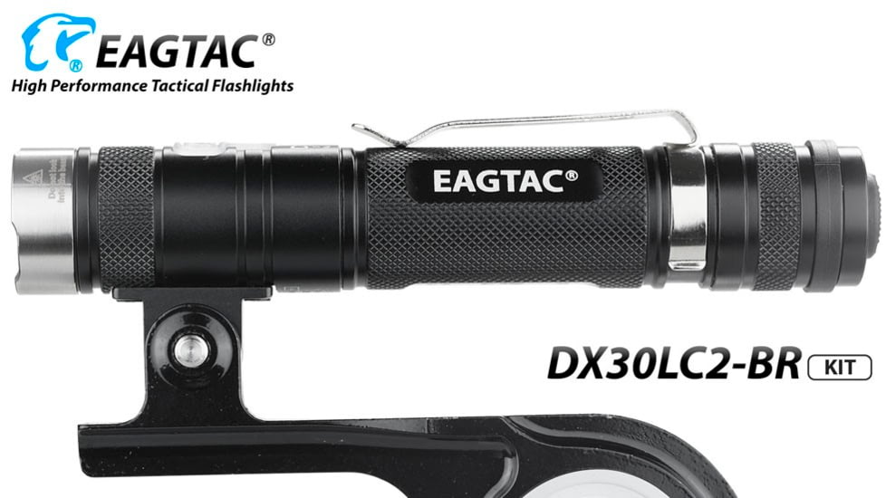 EAGTAC DX30LC2-BR Rechargeable Flashlight Kit, XP-L HI V2 NW LED, 1084lm, Black, DX30LC2BR-XPLHI-KIT-NW