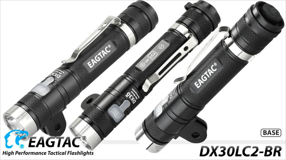 EAGTAC DX30LC2-BR Rechargeable Flashlight Kit, XP-L HI V2 NW LED, 1084lm, Black, DX30LC2BR-XPLHI-KIT-NW