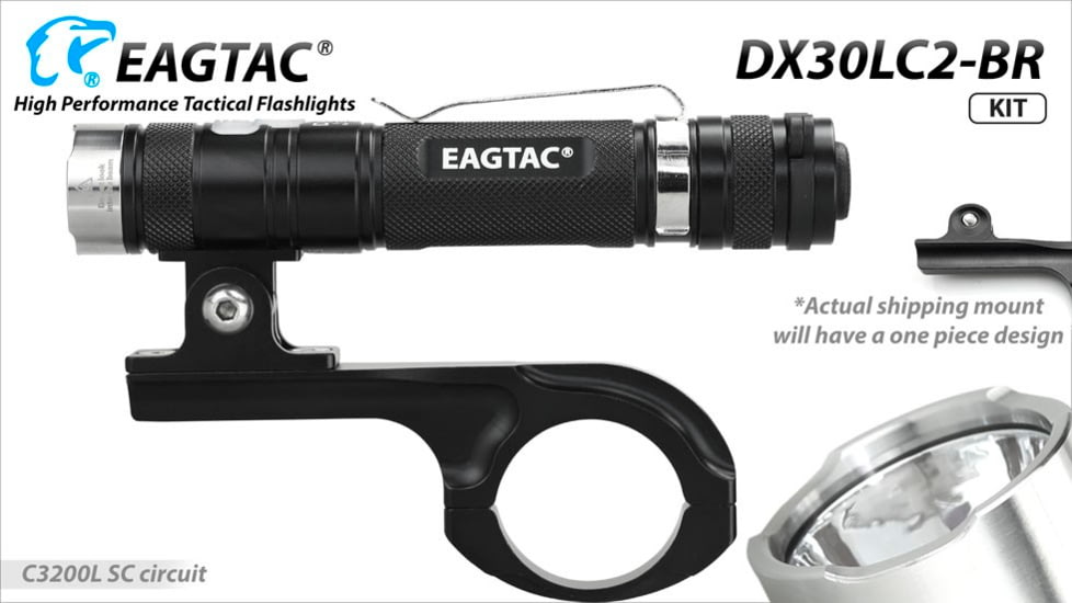 EAGTAC DX30LC2-BR Rechargeable Flashlight Kit, XP-L HI V2 NW LED, 1084lm, Black, DX30LC2BR-XPLHI-KIT-NW