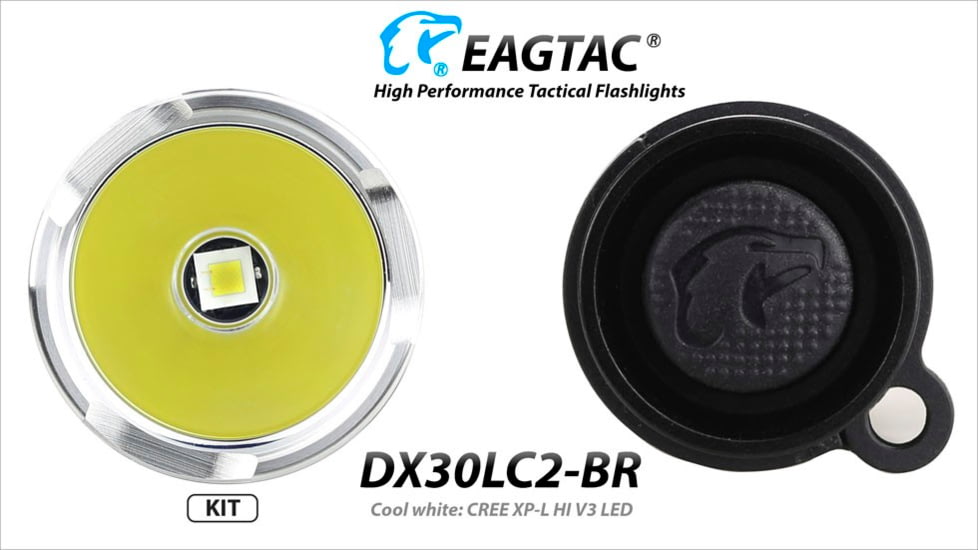EAGTAC DX30LC2-BR Rechargeable Flashlight Kit, XP-L HI V2 NW LED, 1084lm, Black, DX30LC2BR-XPLHI-KIT-NW