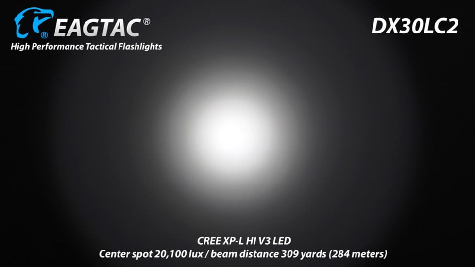 EAGTAC DX30LC2 Side Switch Forward Clicky Flashlight, XP-L HI V2 NW LED, 1084lm, Black, DX30LC2-XPLHI-NW