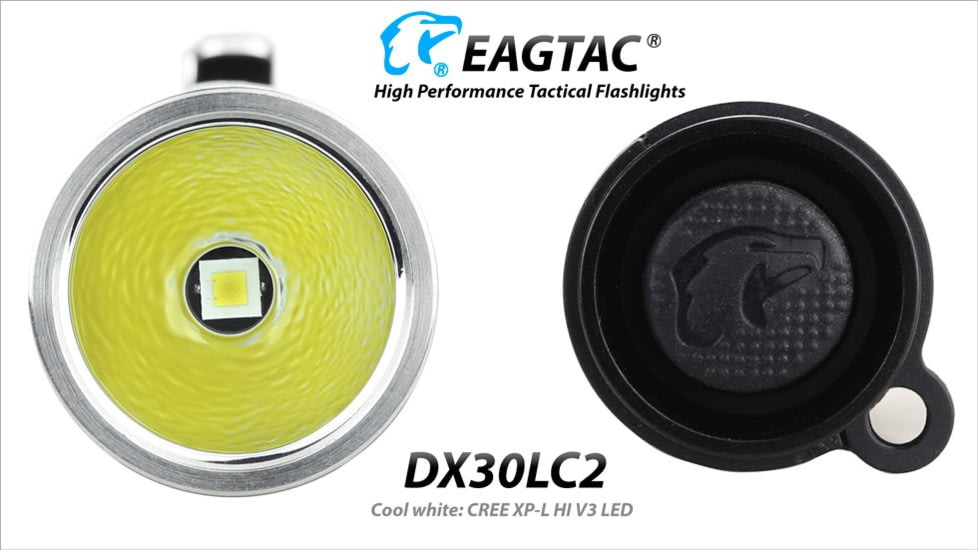 EAGTAC DX30LC2 Side Switch Forward Clicky Flashlight, XP-L HI V2 NW LED, 1084lm, Black, DX30LC2-XPLHI-NW