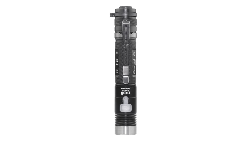 EAGTAC DX30LC2-SR Side-LED Rechargeable Flashlight Kit, Spot XP-L HI V2 NW w/ Flood Nichia 219B CRI92 5700K LED, 1080lm/390lm, Black, DX30LC2SR-XPLHINW-SIDE219B-KIT