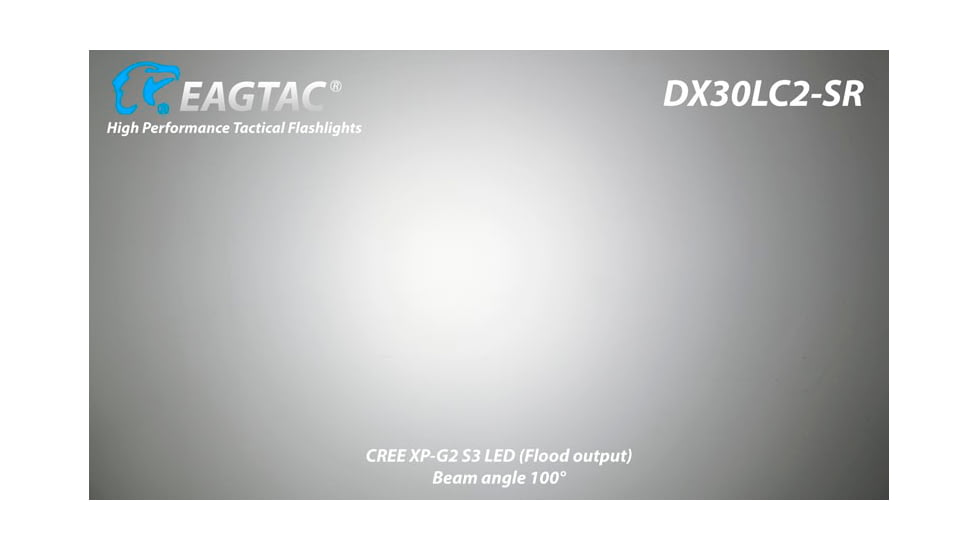 EAGTAC DX30LC2-SR Side-LED Rechargeable Flashlight Kit, Spot XP-L HI V2 NW w/ Flood Nichia 219B CRI92 5700K LED, 1080lm/390lm, Black, DX30LC2SR-XPLHINW-SIDE219B-KIT