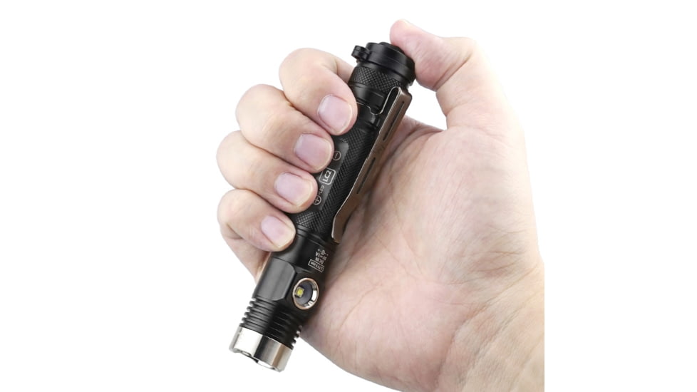 EAGTAC DX30LC2-SR Side-LED Rechargeable Flashlight Kit, Spot XP-L HI V2 NW w/ Flood Nichia 219B CRI92 5700K LED, 1080lm/390lm, Black, DX30LC2SR-XPLHINW-SIDE219B-KIT