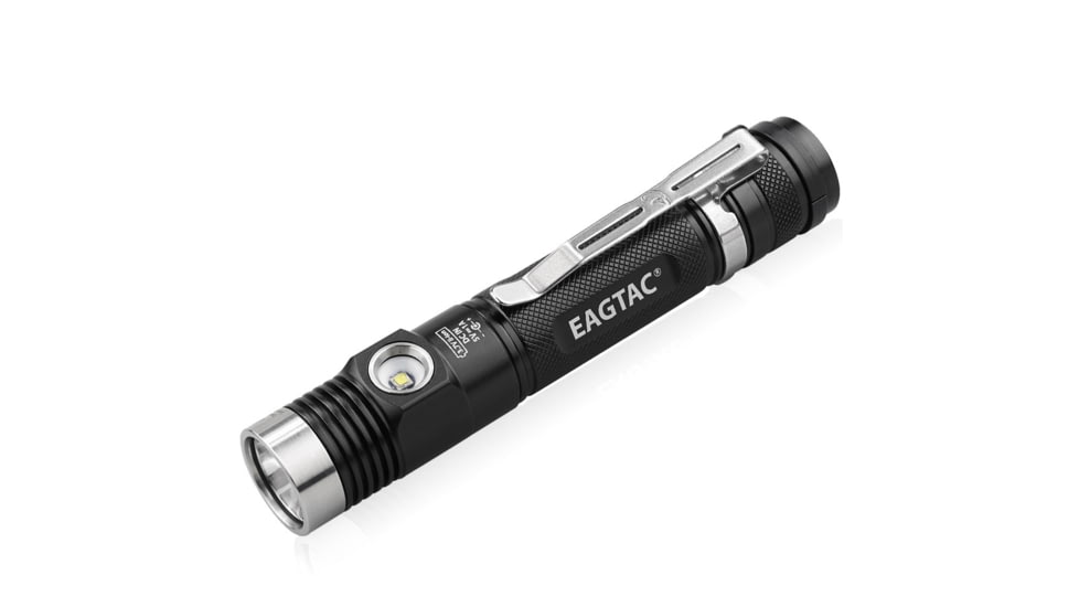 EAGTAC DX30LC2-SR Side-LED Rechargeable Flashlight Kit, Spot XP-L HI V2 NW w/ Flood Nichia 219B CRI92 5700K LED, 1080lm/390lm, Black, DX30LC2SR-XPLHINW-SIDE219B-KIT