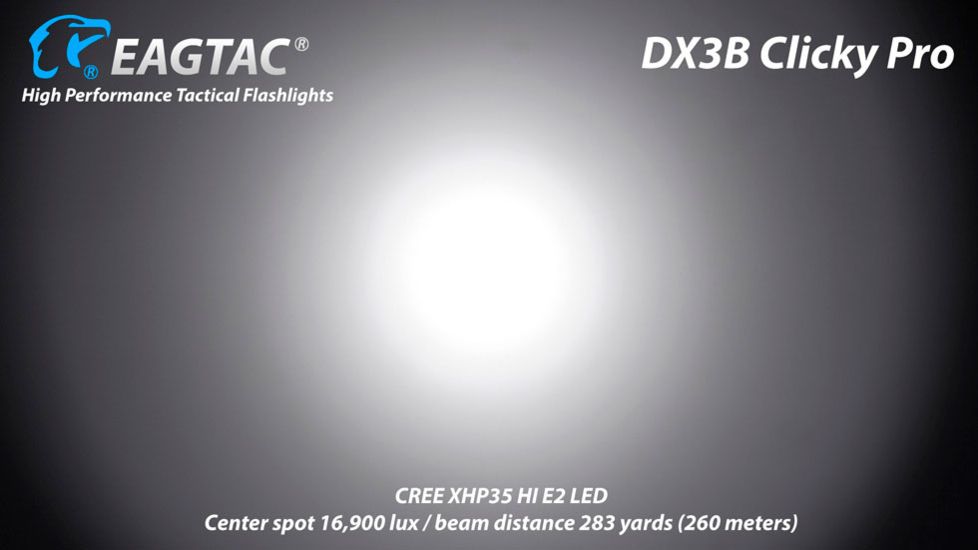 EAGTAC DX3B Clicky PRO Rechargeable XHP50.2 LED 2500 Lumen LED Flashlight, Black, Small 4253
