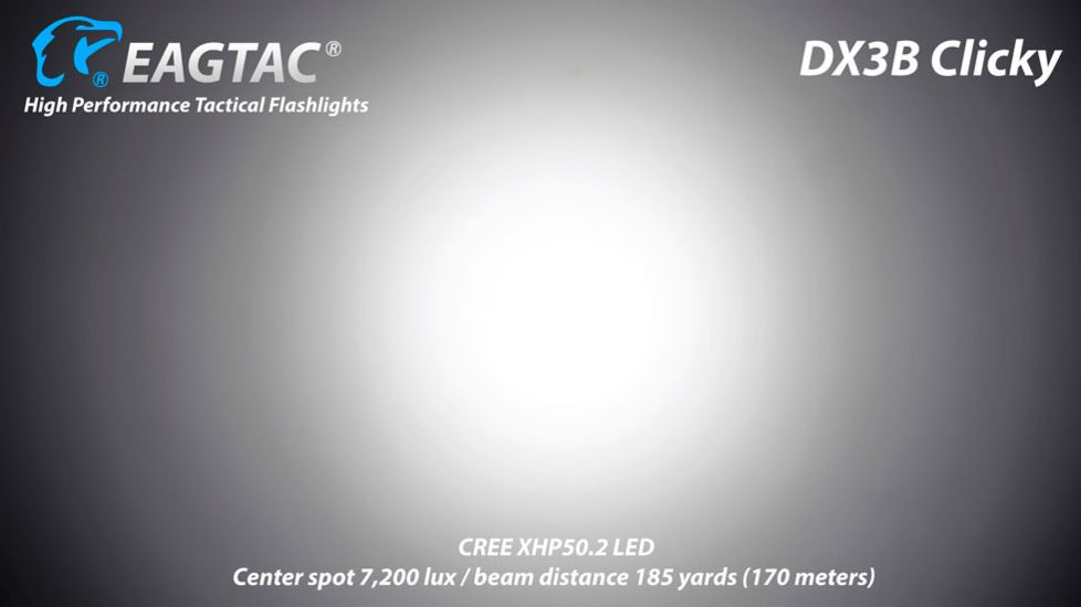 EAGTAC DX3B Clicky Rechargeable XHP50.2 LED 2500 Lumen LED Flashlight, Black, Small 4249