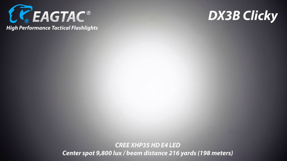EAGTAC DX3B Clicky Rechargeable XHP50.2 LED 2500 Lumen LED Flashlight, Black, Small 4249