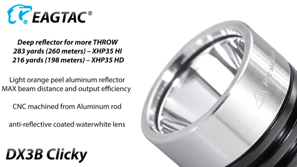 EAGTAC DX3B Clicky Rechargeable XHP50.2 NW LED 2325 Lumen Flashlight, Black, DX3B-CLICKY-XHP502-REG-NW