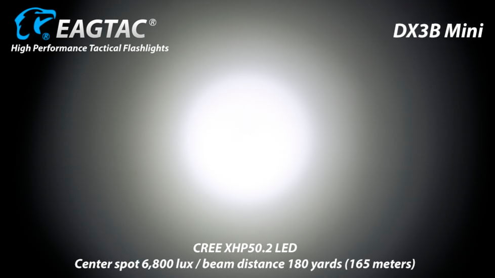 EAGTAC DX3B Mini Pro Flashlight, XHP50.2 CW LED, 2480lm, Black, DX3BM-XHP502-PRO-CW