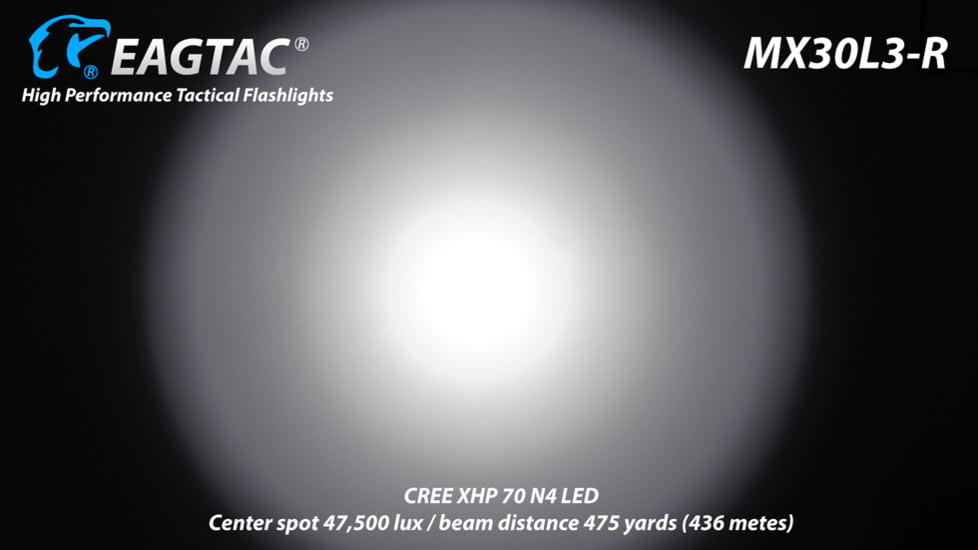 EAGTAC MX30L3-R Flashlight Kit, XHP70 N2 NW LED, 4322lm, Black, MX30L3R-XHP70-KIT-NW