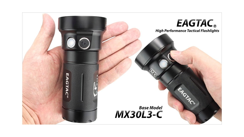 EAGTAC MX30L3C Flashlight Kit, 6 Nichia 219B CRI-92 LED, 3000lm, Black, MX30L3C-6*219-KIT-NW