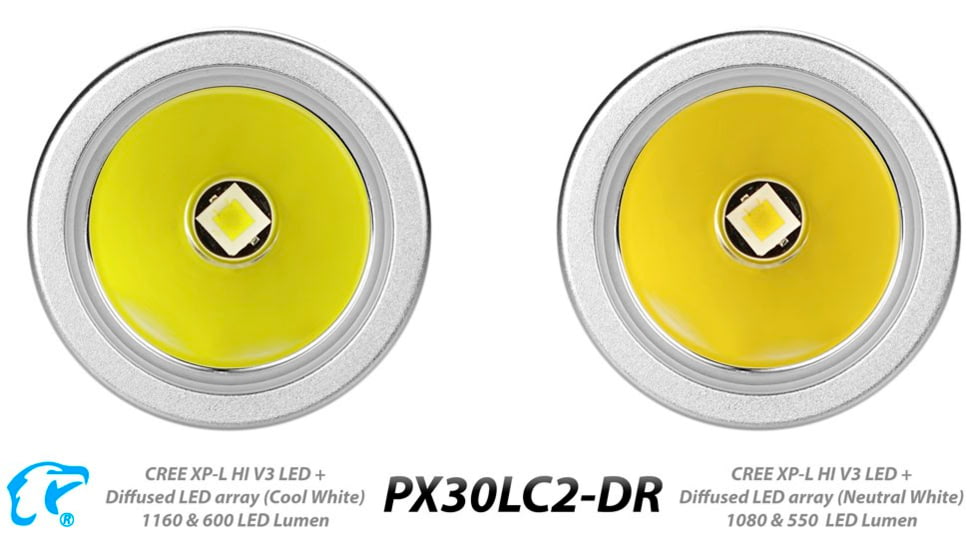 EAGTAC PX30LC2-DR Flashlight, 219Ccri92 w/ LEDarray LED, 800lm w/ 550lm, Black, PX30LC2-Diffuser-219C-NW