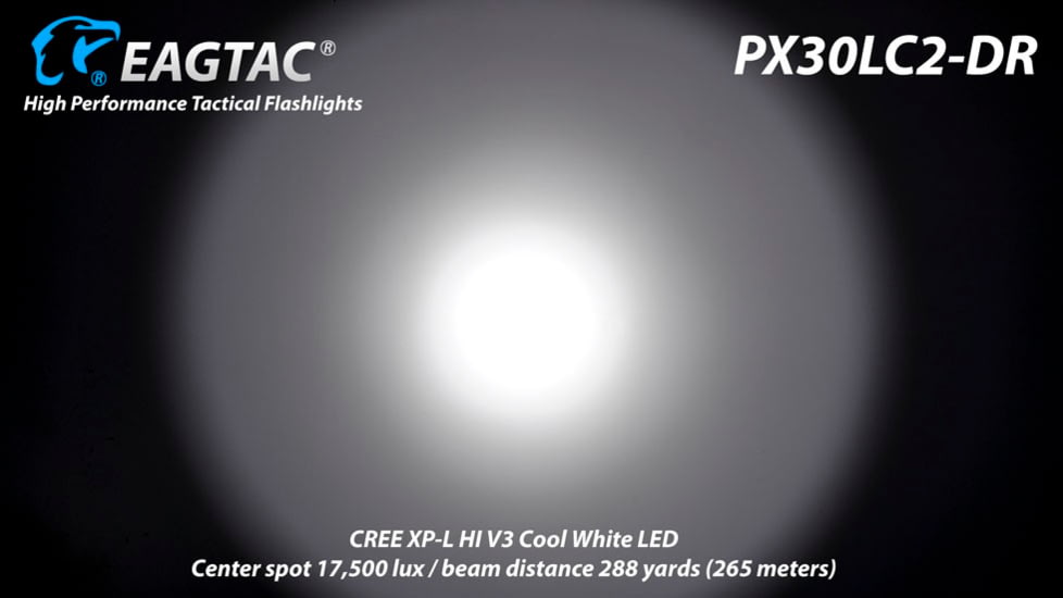 EAGTAC PX30LC2-DR Flashlight, 219Ccri92 w/ LEDarray LED, 800lm w/ 550lm, Black, PX30LC2-Diffuser-219C-NW
