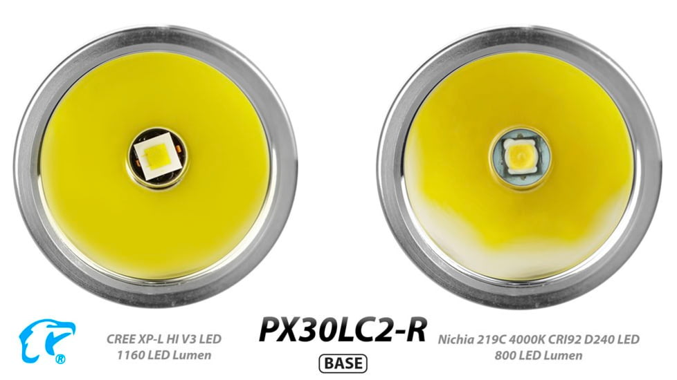 EAGTAC PX30LC2-R Base Flashlight, Nichia 219C CRI92 4000K LED, 800lm, Black, PX30LC2R-219C-BASE-NW