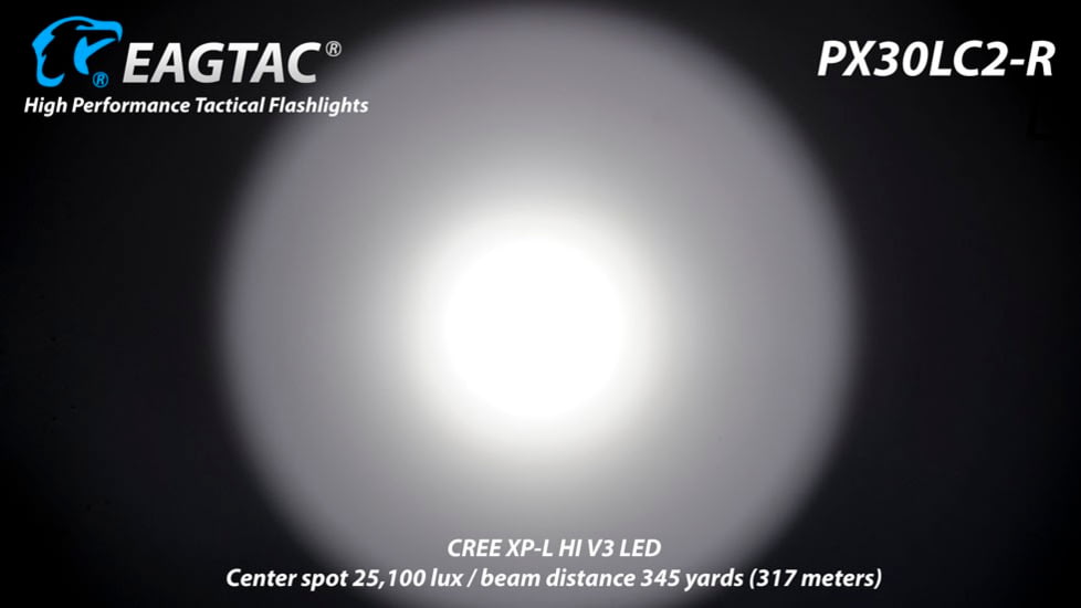 EAGTAC PX30LC2-R Base Flashlight, Nichia 219C CRI92 4000K LED, 800lm, Black, PX30LC2R-219C-BASE-NW