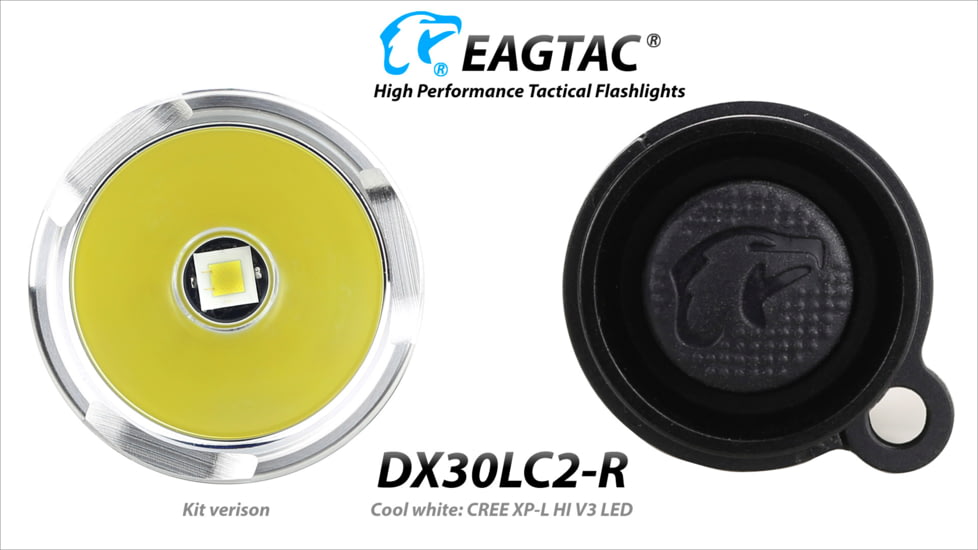 Eagtac Rechargeable DX30LC2-R XPL HI 1160 Lumens LED Flashlight, Black, Medium, DX30LC2RXPLHI