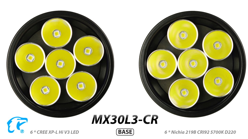 Eagtac Rechargeable MX30L3C-R 6219C 4000K LED Flashlight, Black, Medium, MX30L3CR6*219C